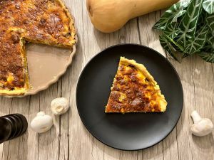 Recette Tarte butternut, champignons et mimolette