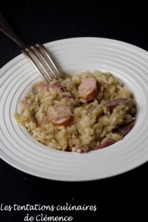 Recette Risotto à la choucroute, palette et saucisse