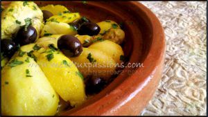 Recette Tajine de pomme de terre aux olives