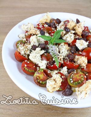 Recette Salade de pâtisson aux tomates cerises et fêta de tofu {Végane}