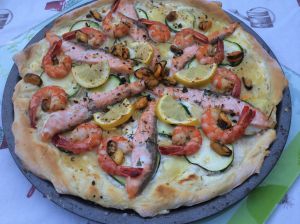 Recette Pizza blanche aux fruits de mer
