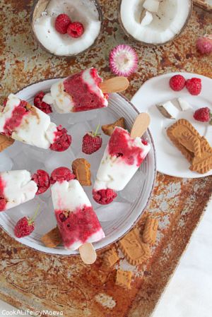 Recette Esquimaux noix de coco, framboises et speculoos (vegan)