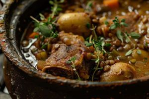 Recette Maîtriser le jarret de porc aux lentilles