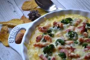 Recette Gratin de polenta aux brocolis lardons et fromage