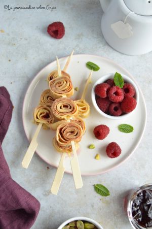 Recette Brochettes de crêpes à la framboise #vegan