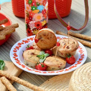 Recette Muffins apéritifs au pesto, poivron et courgette