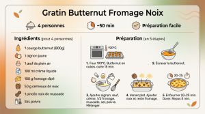Recette Gratin butternut fromage noix : recette facile et fondante