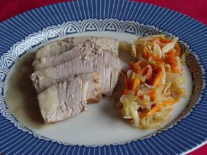 Recette Rouelle de porc au cidre et wok de chou