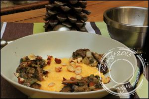 Recette Polenta crémeuse noisette/Beaufort et poêlée de champignons