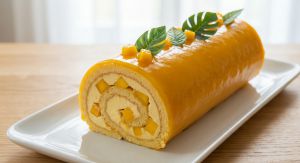 Recette Délice frais : Bûche gourmande au fromage et mangue exotique