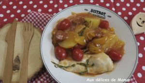 Recette Marmite de poulet au poivron et pommes de terre au chorizo
