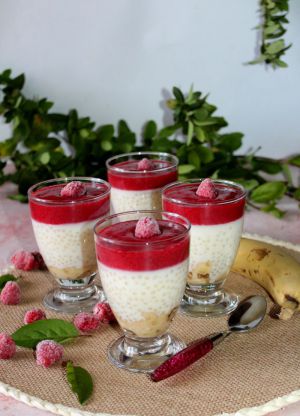 Recette Verrines de perles citronnées et son coulis de framboises