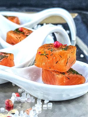 Recette Cubes de saumon gravlax