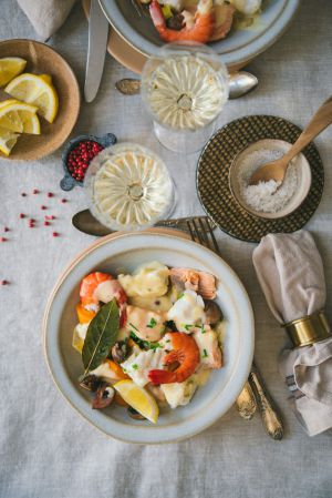 Recette Blanquette de poisson {Saumon et Cabillaud}