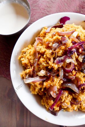 Recette Lentilles et riz aux oignons frits / Lentils and Rice with Fried Onions / Mujadarrah