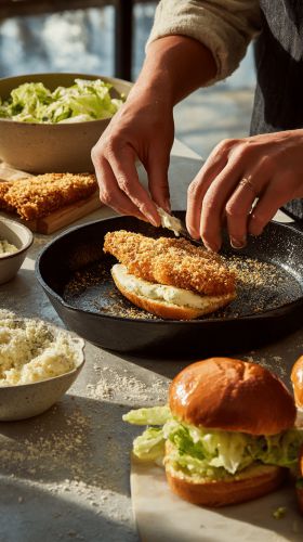 Recette Master the Art of the Crispy Chicken Caesar Sandwich