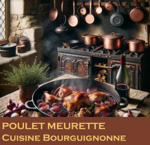 Recette Poulet meurette au vin rouge de Bourgogne