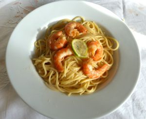 Recette Spaghettis  aux crevettes et pastis