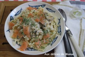 Recette Pâtes aux fruits de mer et truite fumée