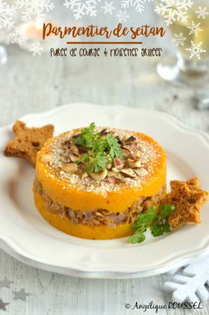 Recette Parmentier de seitan à la purée de potimarron & noisettes grillées #Noël vegan