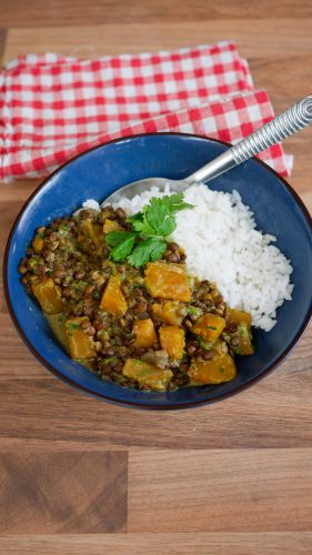 Recette Curry de lentilles à la courge