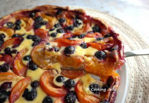 Recette Tarte crémeuse aux abricots et myrtilles