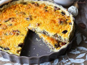 Recette Quiche aux champignons, bacon & cheddar