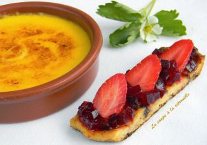 Recette Crème catalane au safran et brioche perdue betteraves rouges et fraises