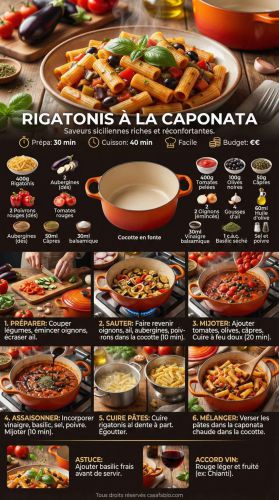 Recette Rigatonis à la caponata de Ricardo Cuisine
