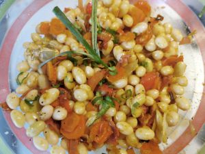 Recette Tajine de Coco de Paimpol frais avec Carottes et tomates