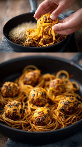 Recette Spooky Spaghetti & Cheesy Monster Meatballs: A Halloween Feast