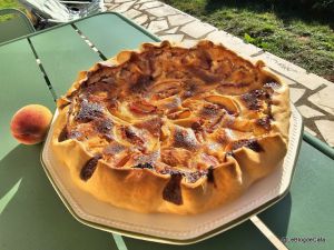 Recette Tarte aux pêches à la normande