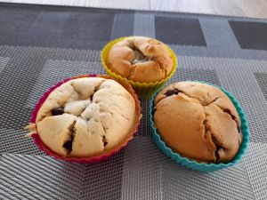 Recette Muffins pépites chocolat coeur compote banane