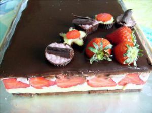 Recette Entremets fraises-chocolat