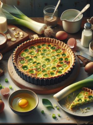 Recette Quiche croustillante aux poireaux et fromage gratiné