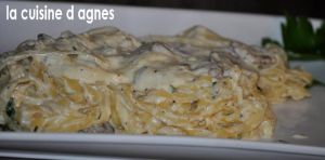 Recette Fettucini gorgonzola au mascarpone champignons