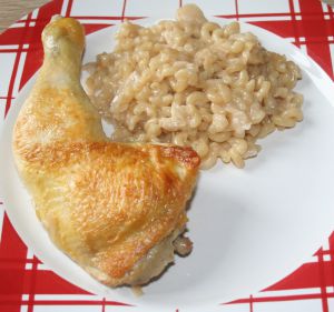 Recette Cuisse de poulet au risotto de coquillettes