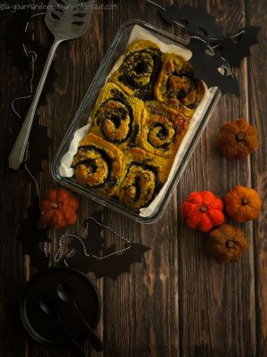 Recette Brioches roulées d'halloween {potimarron-pavot}