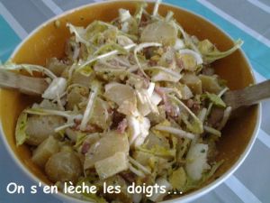 Recette Salade Paysanne: pommes de terre, lardons, œufs durs et pissenlits