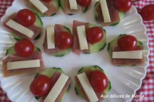 Recette Toasts de concombre au jambon cru, tomate et comté