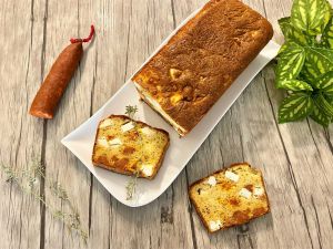 Recette Cake au chorizo, feta et origan