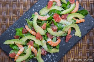 Recette Salade crevettes, avocat et pamplemousse