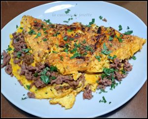 Recette Omelette courgette et viande haché