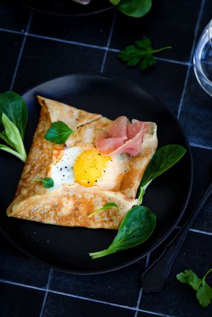 Recette Crêpes complètes garnies à l’oeuf et au jambon