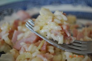 Recette Risotto au jambon gratiné au four