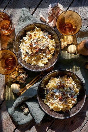 Recette Pâtes aux champignons, crème et noisettes
