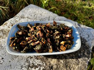 Recette Vert de blettes, champignons et lardons