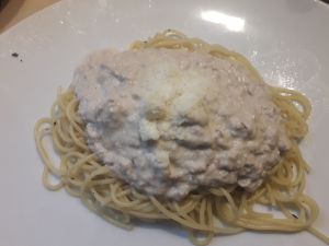 Recette Spaghettis au thon facon carbonara