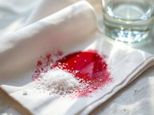 Recette Retirer une tache de vin sur nappe blanche avec sel et eau gazeuse