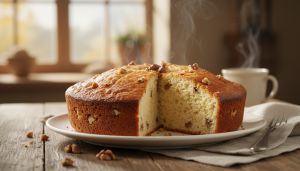 Recette Gâteau classique réconfortant : croûte dorée, cœur moelleux et noix croquantes en simplicité